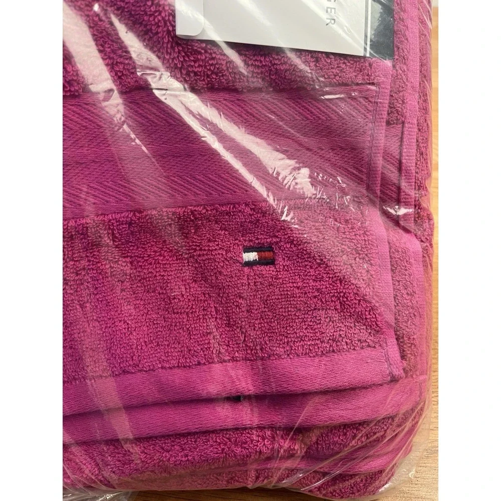 Tommy Hilfiger Solid Modern American Bath Towel, Raspberry Rose 30